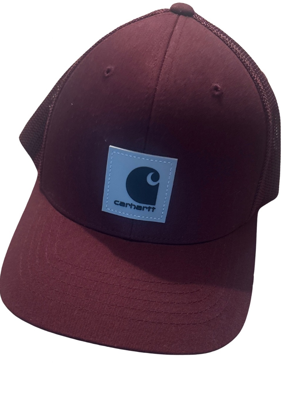 Carhartt Men’s Port Burgundy Rugged Flex Mesh-Back Logo Patch Trucker Hat